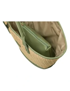 Every Other LARGE STRAW TOTE IN NATURAL STRAW WITH OLIVE TRIM