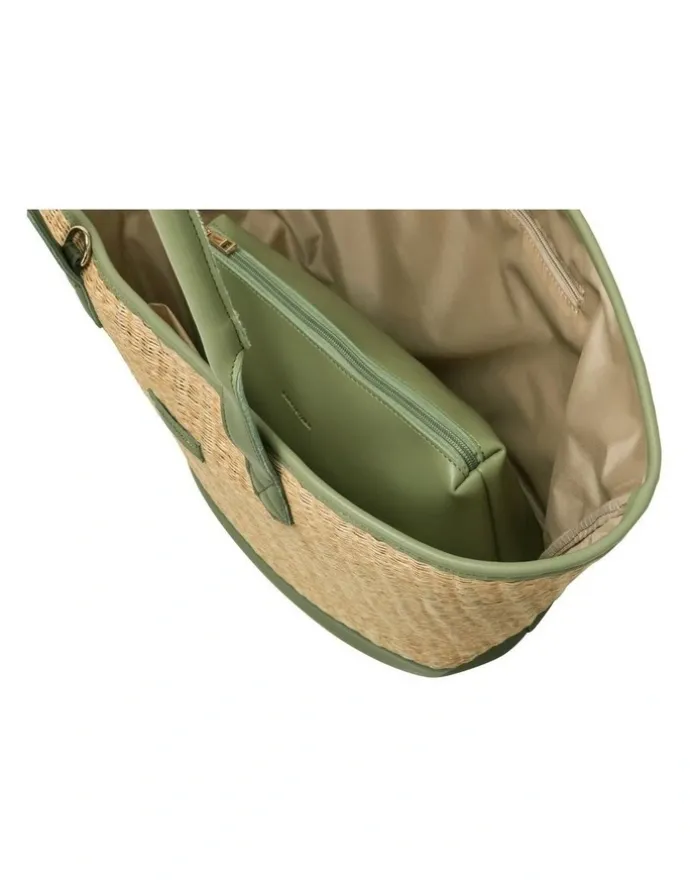 Every Other LARGE STRAW TOTE IN NATURAL STRAW WITH OLIVE TRIM