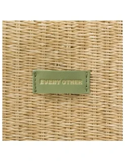 Every Other LARGE STRAW TOTE IN NATURAL STRAW WITH OLIVE TRIM