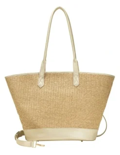 Every Other LARGE STRAW TOTE IN NATURAL STRAW WITH SOFT GOLD TRIM