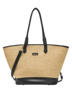 Every Other LARGE STRAW TOTE IN NATURAL STRAW WITH BLACK TRIM