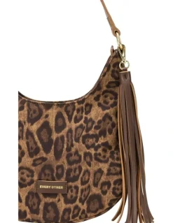 Every Other MEDIUM SCOOP TOP TASSLE BAG IN LEOPARD