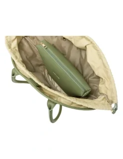Every Other STRAW CURVE TOP SHOULDER BAG IN NATURAL STRAW WITH OLIVE TRIM