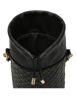 Every Other WOVEN DRAWSTRING BUCKET BAG IN BLACK