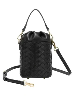 Every Other WOVEN DRAWSTRING BUCKET BAG IN BLACK