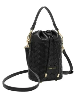 Every Other WOVEN DRAWSTRING BUCKET BAG IN BLACK