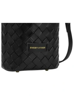 Every Other WOVEN DRAWSTRING BUCKET BAG IN BLACK