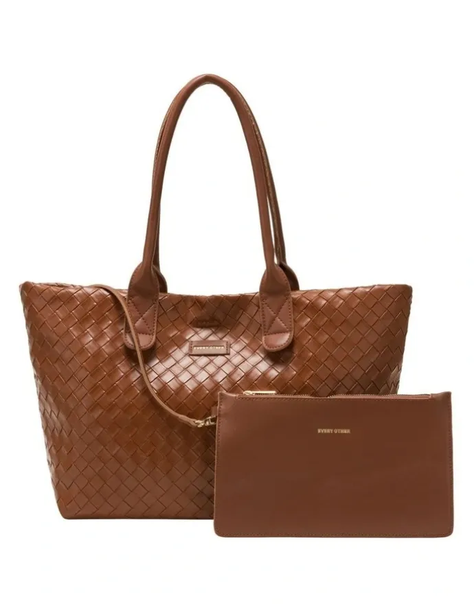 Every Other WOVEN TOTE BAG IN BROWN