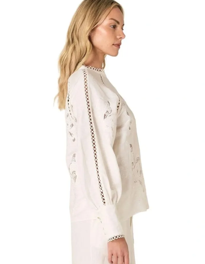 Fate & Becker Aven Embroidered Blouse in White