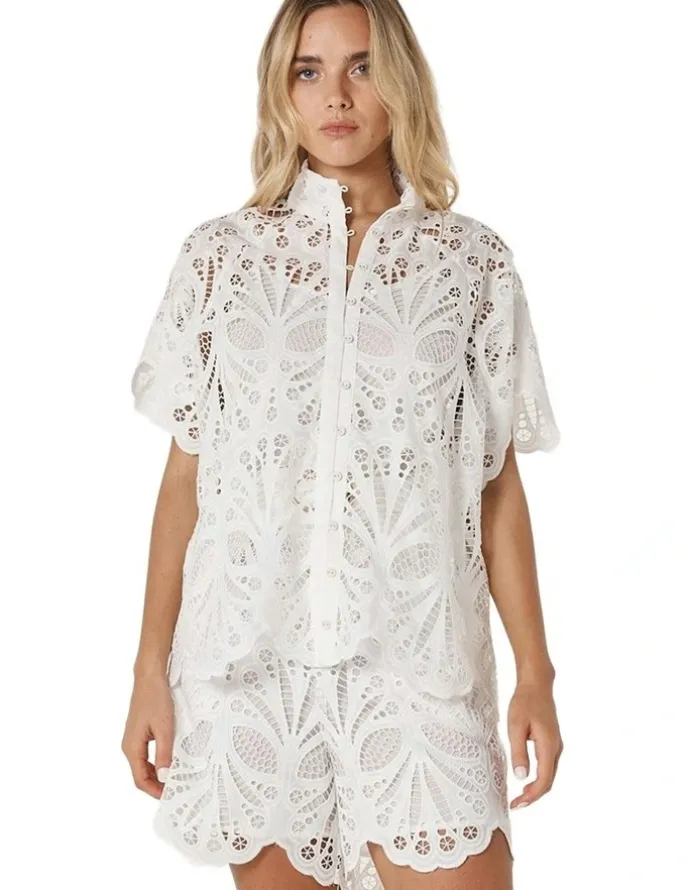Fate & Becker Elara Broderie Blouse in Ivory