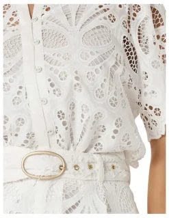 Fate & Becker Elara Broderie Blouse in Ivory