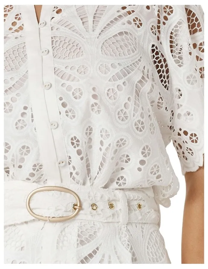 Fate & Becker Elara Broderie Blouse in Ivory
