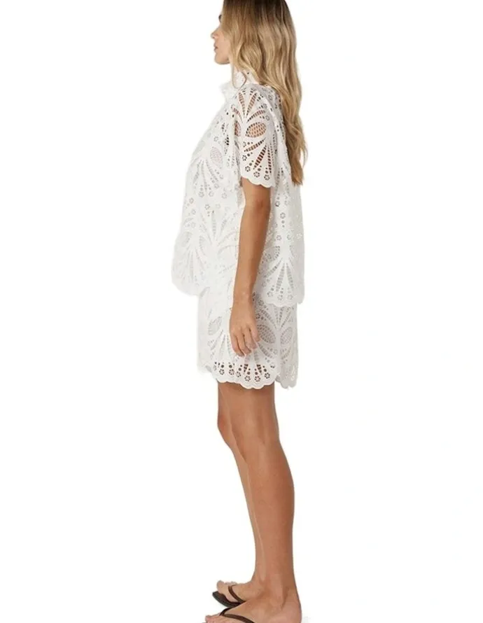 Fate & Becker Elara Broderie Blouse in Ivory