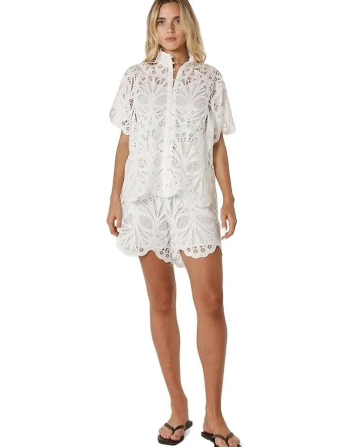 Fate & Becker Elara Broderie Blouse in Ivory