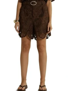 Fate & Becker Elara Broderie Short in Chocolate