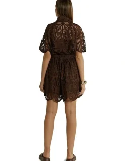 Fate & Becker Elara Broderie Short in Chocolate
