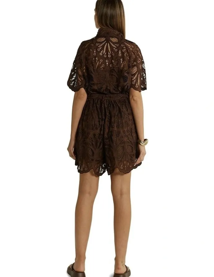 Fate & Becker Elara Broderie Short in Chocolate