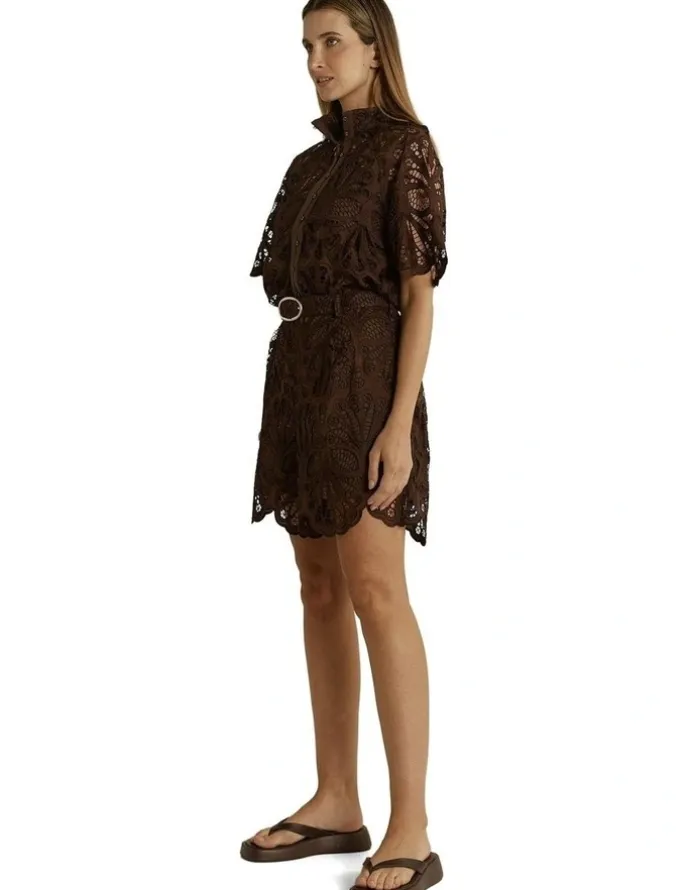 Fate & Becker Elara Broderie Short in Chocolate