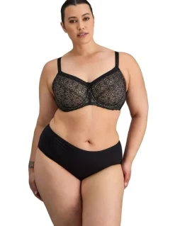 Fayreform Delicate Lace Underwire Bra in Black/Cream Tan
