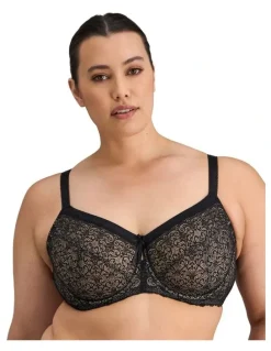 Fayreform Delicate Lace Underwire Bra in Black/Cream Tan