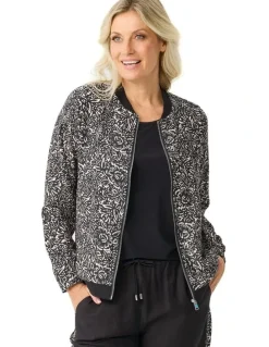 Fella Hamilton Bellini Print Zip Up Jacket in Black