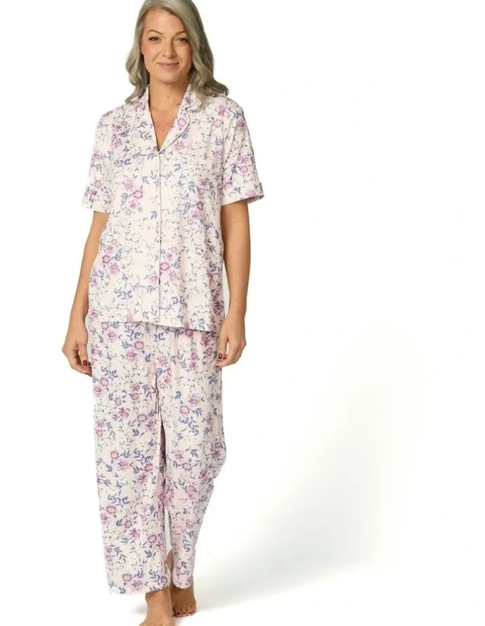 Fella Hamilton Loretta Short Sleeve Crop Pant Pj Set in Multi