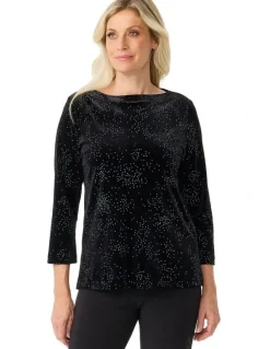 Fella Hamilton Sparkle Velour 3/4 Sleeve Tee