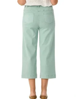Fella Hamilton Shelby 7/8 Zip Wide Leg Jean in Green