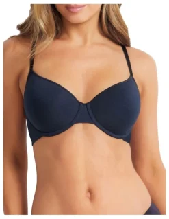 Fine Lines Cotton Full Coverage Bra in Black