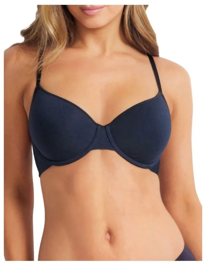 Fine Lines Cotton Full Coverage Bra in Black
