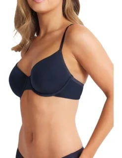 Fine Lines Cotton Full Coverage Bra in Black
