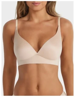 Fine Lines Ultrasoft Plunge Wirefree Bra in Brush
