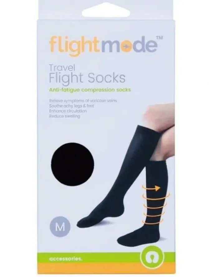 Flightmode Travel Anti-Fatigue Flight Compression Socks-M in Black