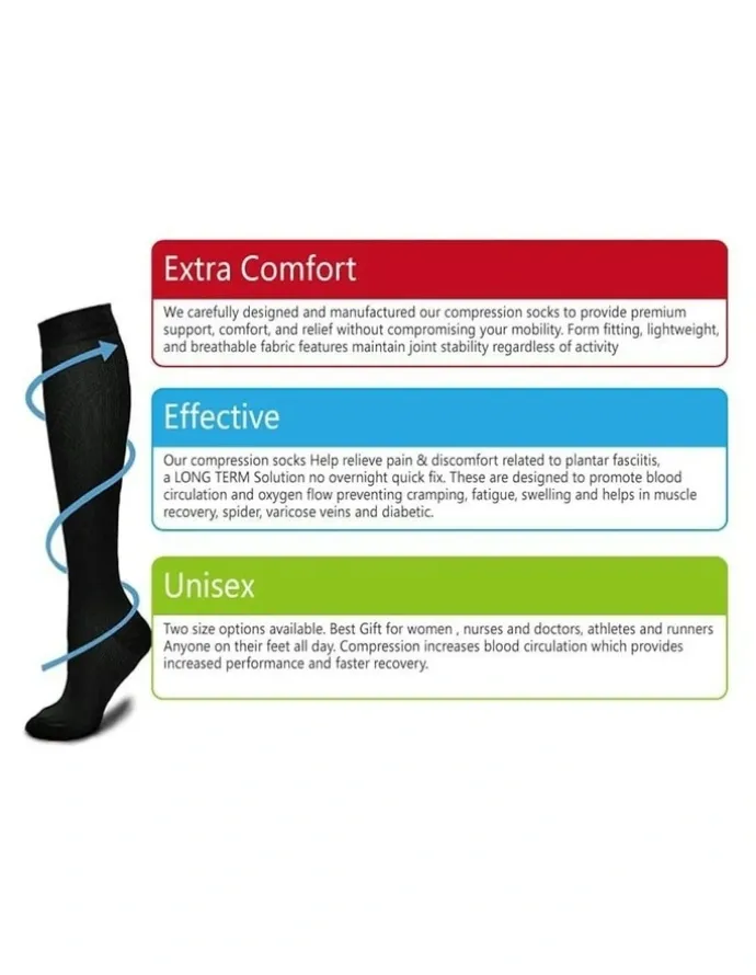 Flightmode Travel Anti-Fatigue Flight Compression Socks-M in Black