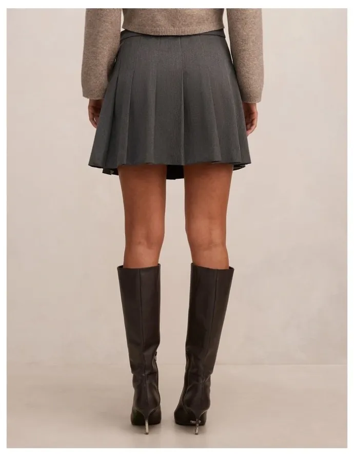 Forever New Alisha Pleated Mini Skirt in Grey