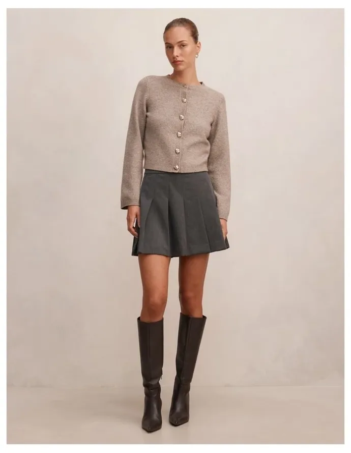 Forever New Alisha Pleated Mini Skirt in Grey