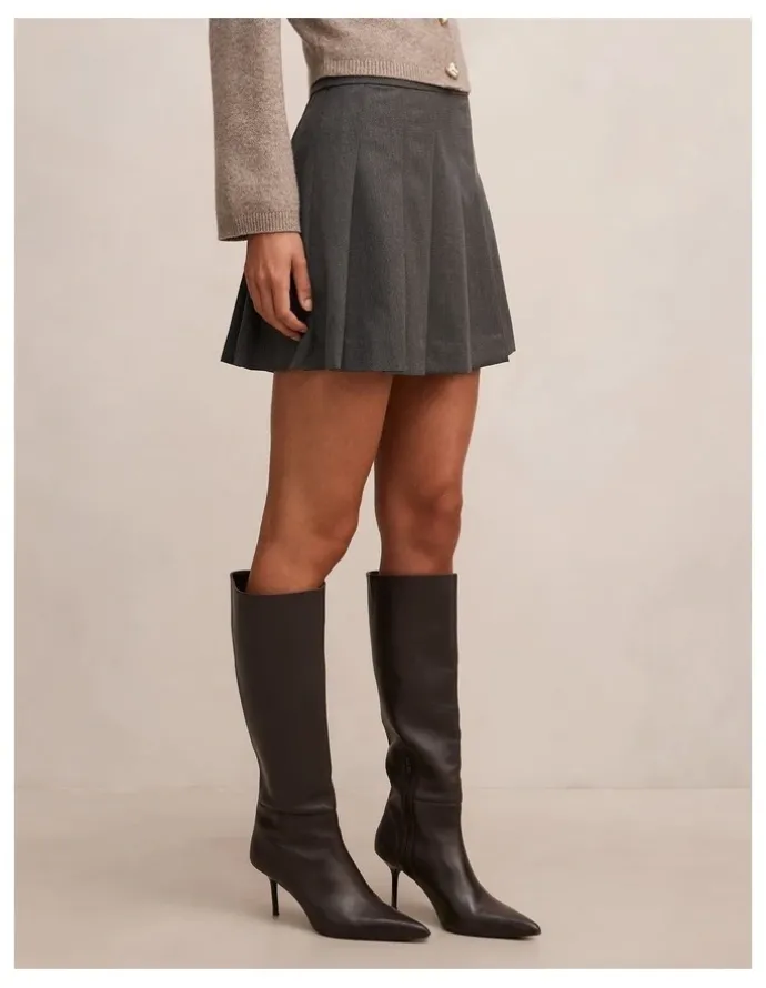 Forever New Alisha Pleated Mini Skirt in Grey