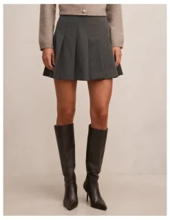 Forever New Alisha Pleated Mini Skirt in Grey