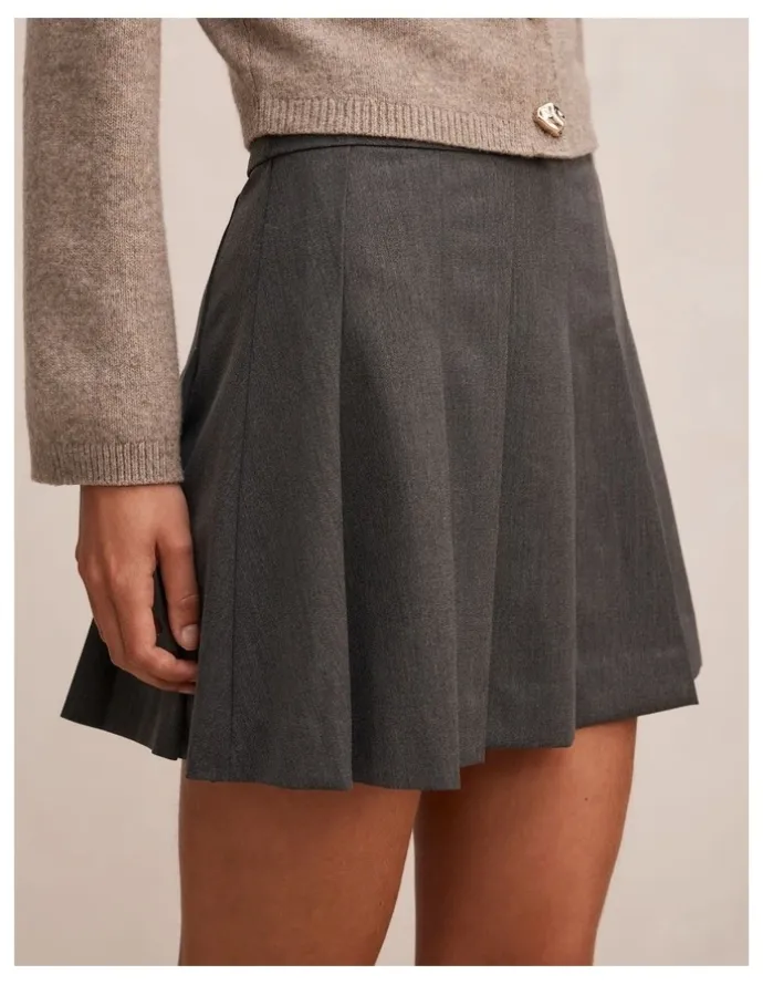 Forever New Alisha Pleated Mini Skirt in Grey
