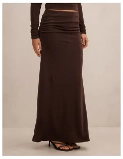 Forever New Arabella Flute Maxi Skirt in Brown