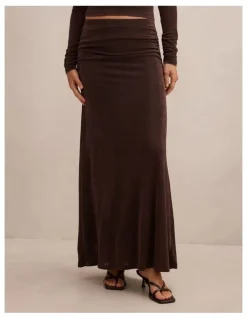 Forever New Arabella Flute Maxi Skirt in Brown