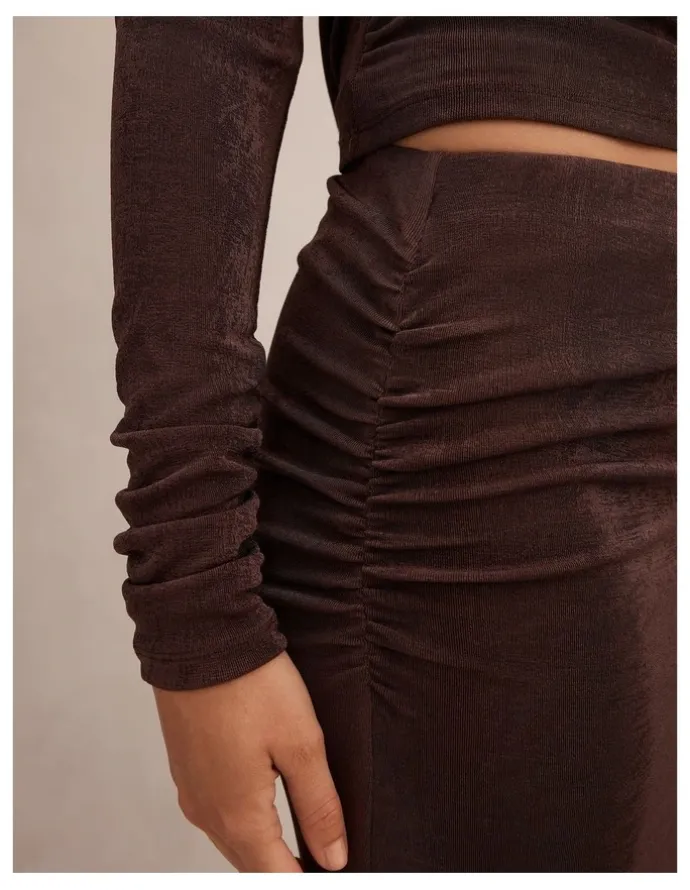Forever New Arabella Flute Maxi Skirt in Brown