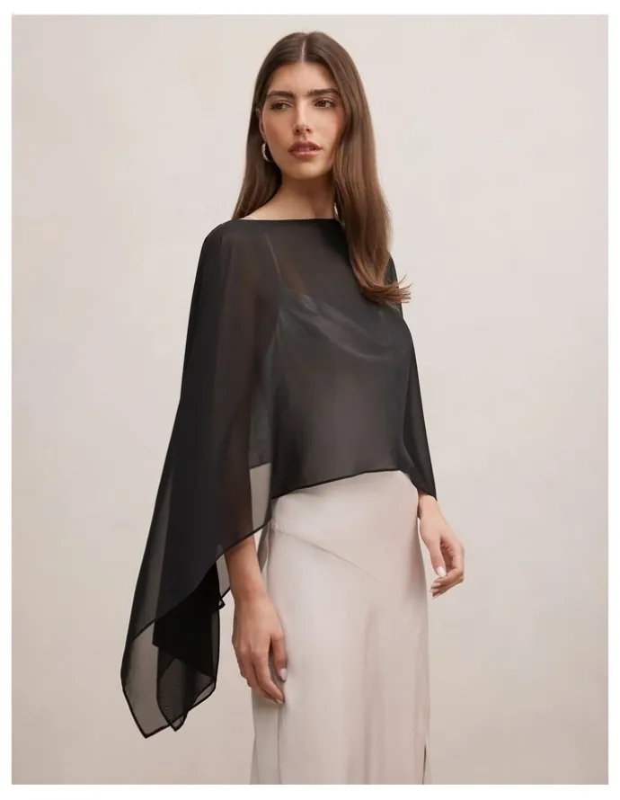 Forever New Arianna Chiffon Cape in Black