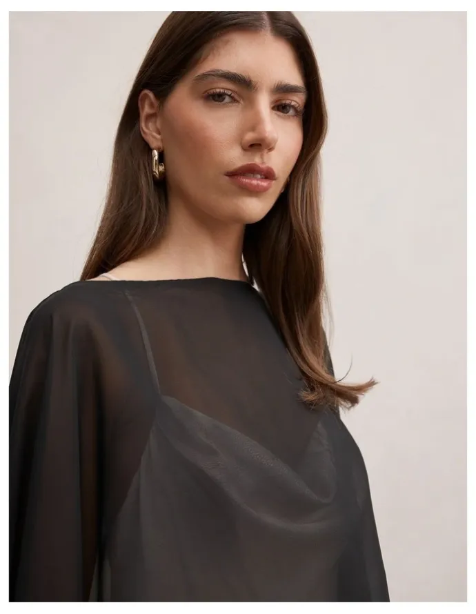 Forever New Arianna Chiffon Cape in Black