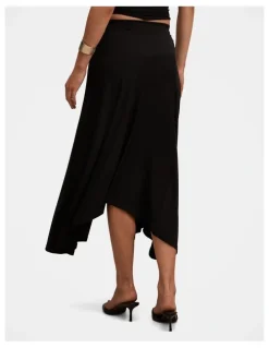 Forever New Ariel Godet Hanky Hem Skirt in Black