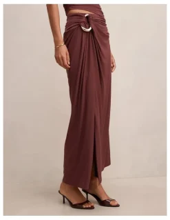 Forever New Arlo Draped Maxi Skirt in Red