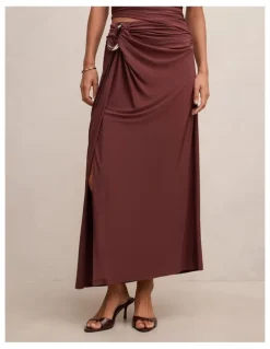 Forever New Arlo Draped Maxi Skirt in Red