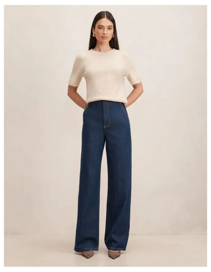 Forever New Audrey Wide Leg Jeans in Blue Rinse Wash