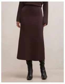 Forever New Ayva Knitted Midi Skirt in Brown