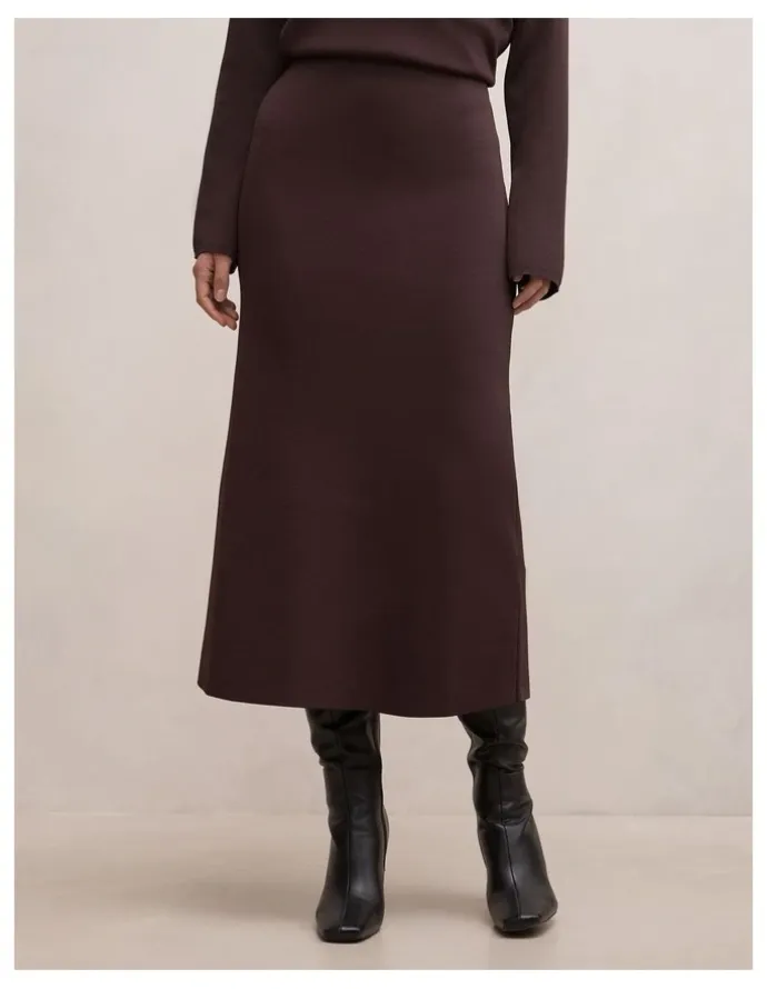 Forever New Ayva Knitted Midi Skirt in Brown